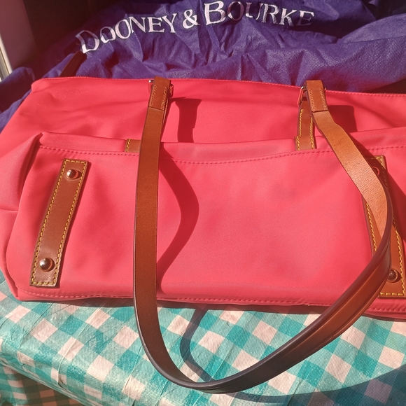 Dooney & Bourke Red Tote with Tan Straps - Picture 5 of 14